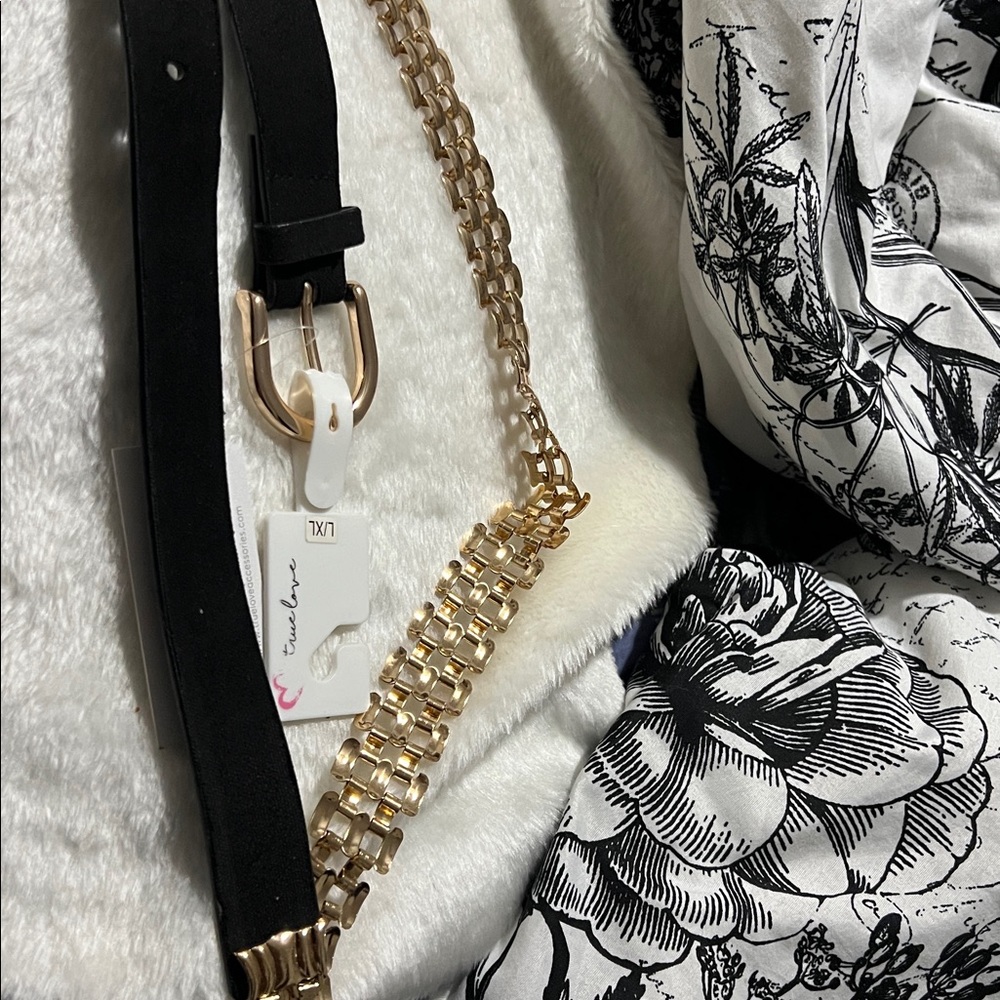 Fashion Hot Girls Gold &black Waist Belt Ladies Coat Dress size XL